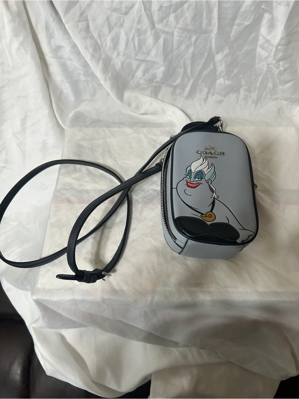 Coach Light Gray and Black Crossbody Bag with Ursula Print